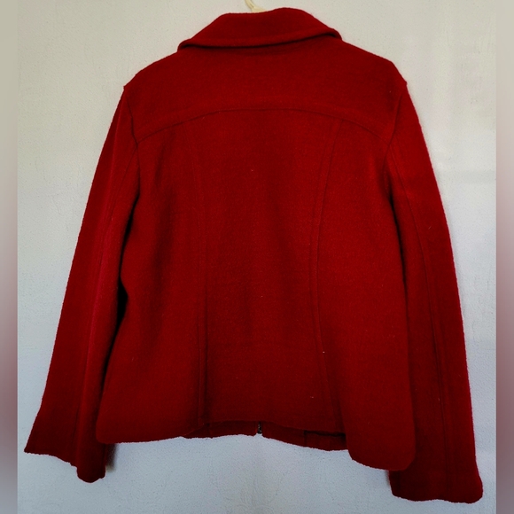 TRIA Women's 100%Wool Jacket Zip Front Boiled Wool Maroon XL - Picture 5 of 16